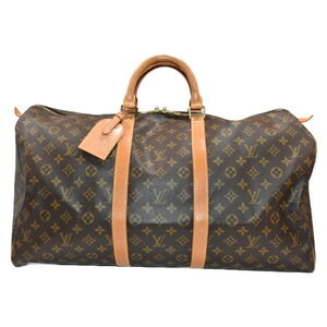 LOUIS VUITTON Keepall Monogram Brown Coated Canvas Boston Bag Travel Classic